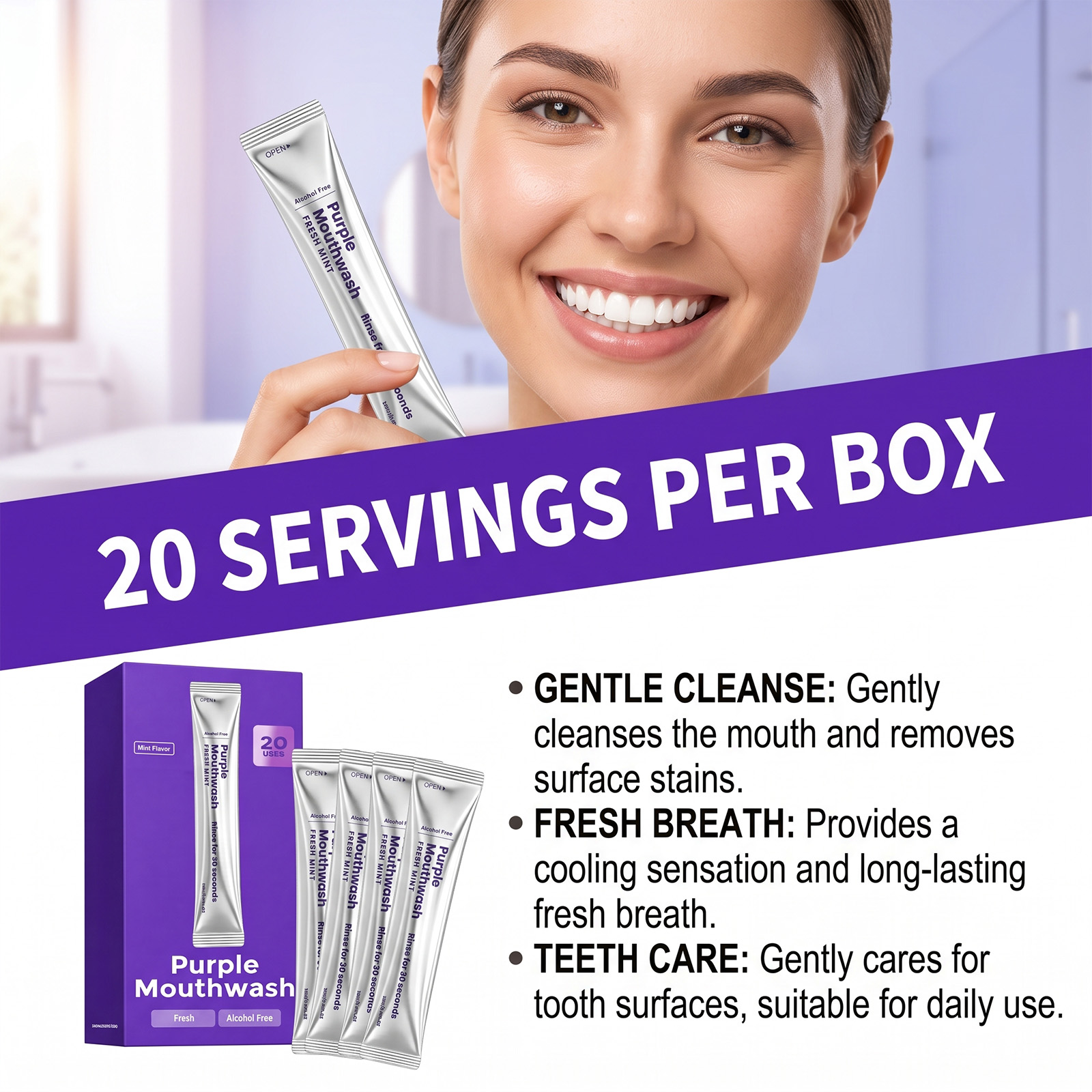 Фиолетовый освежающий ополаски – обзор и цена Teeth Whitening And Stain Removal